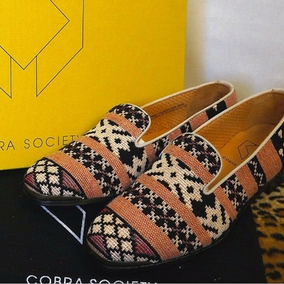 COBRA SOCIETY NAJET PEACH EMBROIDERED GEOMETRIC SLIP ON LOAFER NEW IN BOX - Picture 6 of 9